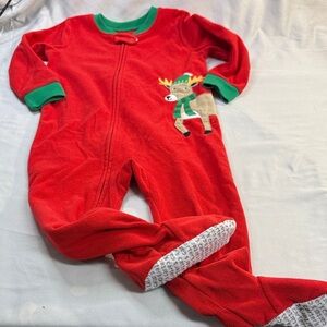 Carter's - Red Reindeer Kids One Piece Fleece Sleeper/Onesie